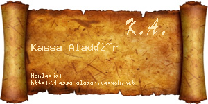 Kassa Aladár névjegykártya